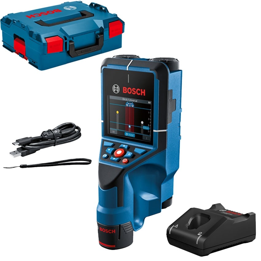 Bosch D-tect 200 C Detector de metale cu 1 acumulator Li-Ion, 2Ah + Incarcator + L-BOXX