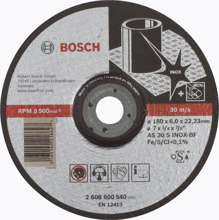 Bosch Disc de degrosare cu degajare Expert for Inox AS 30 S INOX BF, 180mm, 6.0mm