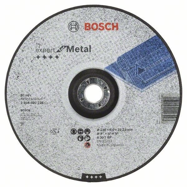 Bosch Disc de degrosare cu degajare Expert for Metal A 30 T BF, 230mm, 6.0mm