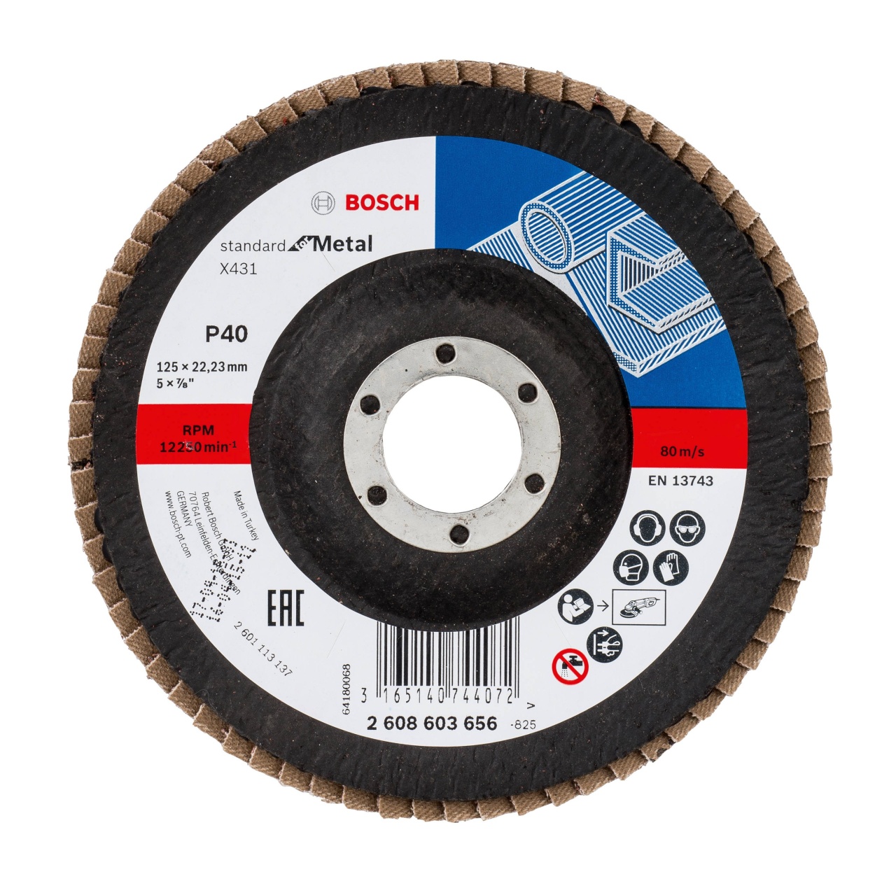 Bosch Disc de slefuire evantai X431, Standard for Metal 125mm, 22.23mm, G40