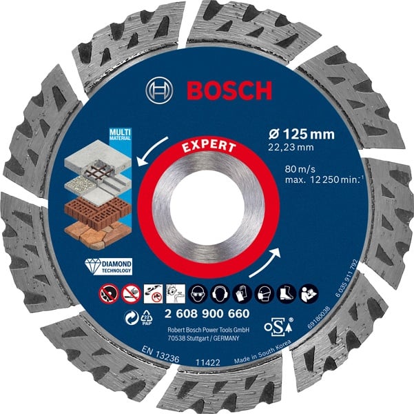 Bosch Disc diamantat Expert MultiMaterial, 2.2x22.23x125mm