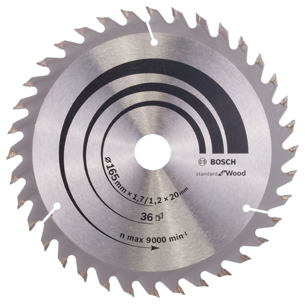 Bosch Panza fierastrau circular Optiline Standard for Wood, 165x20x1.7mm, 36T, reductie 16mm