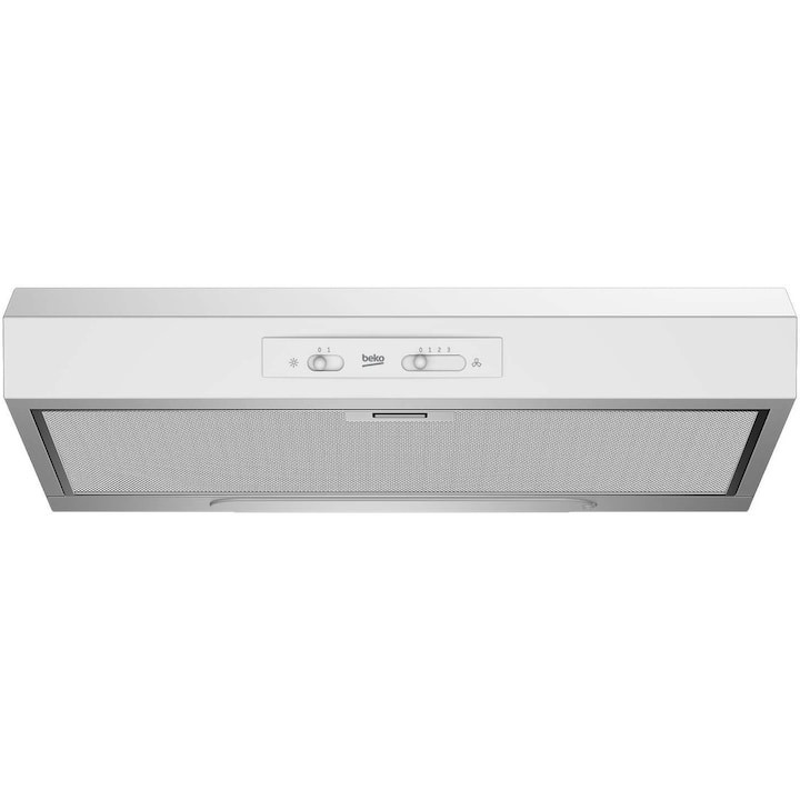 Hota traditionala Beko HSN61210W, 3 trepte de putere, 1 motor, Putere de absorbtie 272 mc/h, Alb