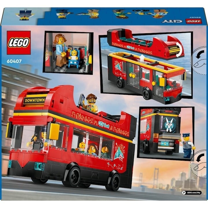 LEGO® City - Autobuz turistic rosu cu etaj 60407, 384 piese