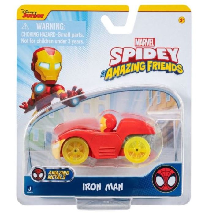 Masinuta Spidey si prietenii - Iron man, Metal, Multicolor, 7,5 cm