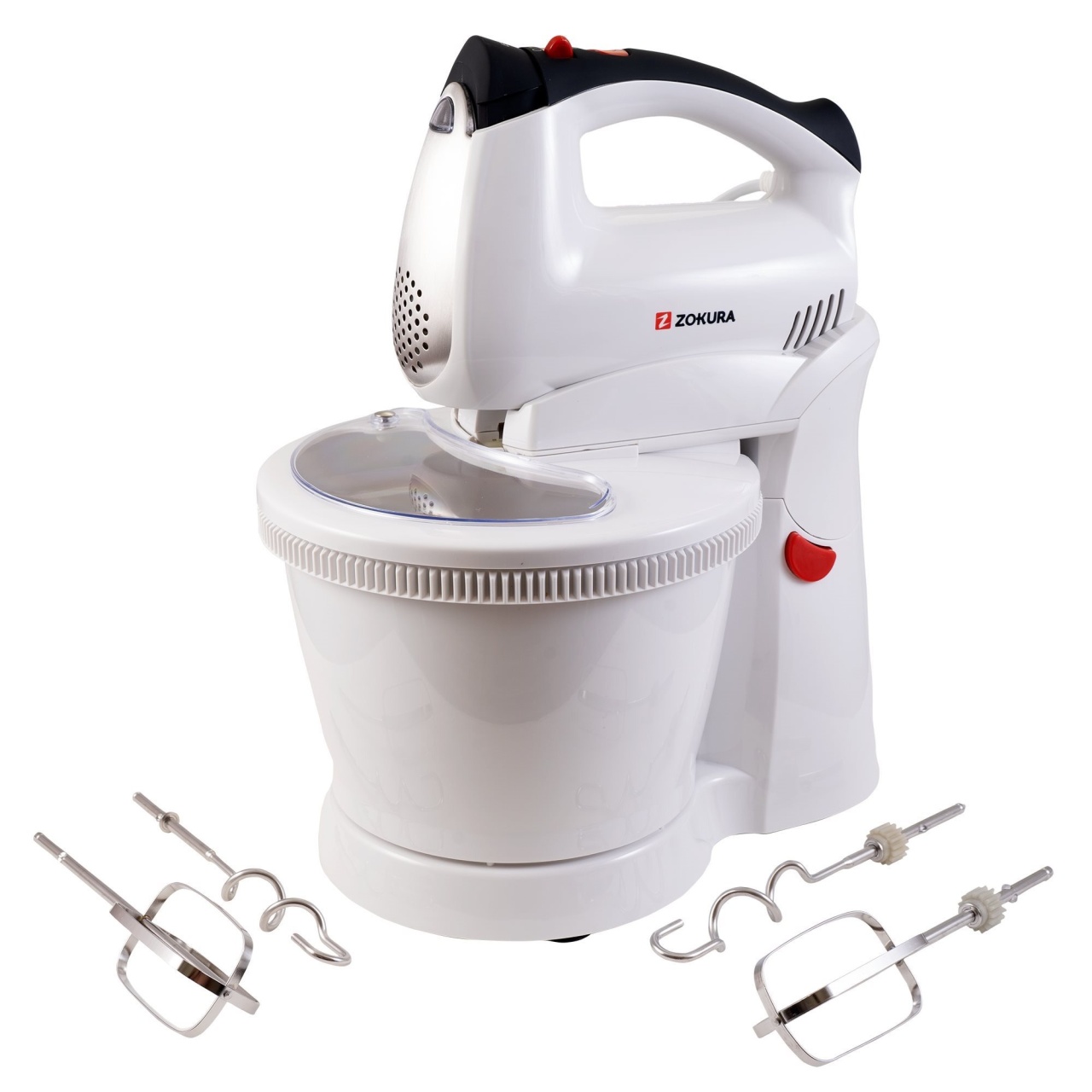 Mixer de mana cu bol Zokura 400 W, 2.5 L Alb