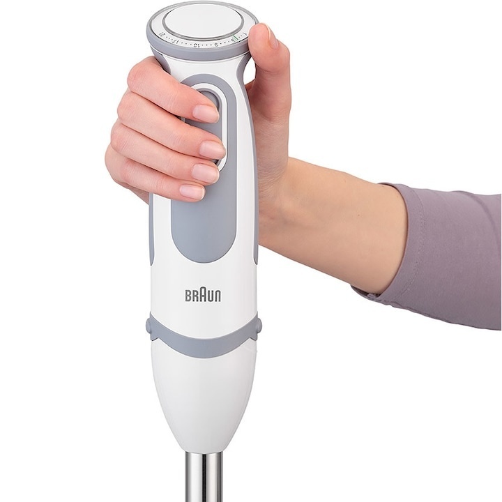 Mixer vertical Braun MQ5220WH, 1000 W, Pahar gradat 0.6 l, Tocator 0.35 l, 21 trepte viteza, Alb/Gri (Resigilat) - 2 | YEO