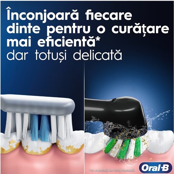 Periuta de dinti electrica Oral-B Pro 3 Cross Action, Curatare 3D, 3 programe, 1 capat, Trusa de calatorie, Negru - 3 | YEO