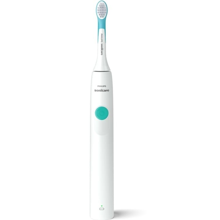 Periuta electrica sonica Philips Sonicare Kids HX3601/01, 2 intensitati, conectivitate la aplicatie, 1 capat de periere, aplicatie de consiliere, stickere, Alb/Bleu - 1 | YEO