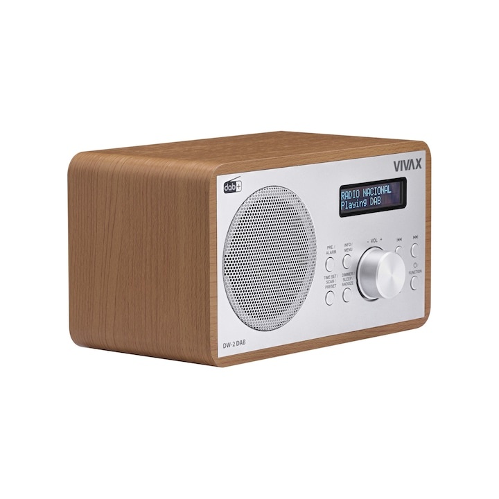 Radio cu ceas Vivax DW-2 DAB, 5W, FM, DAB+, Bluetooth, afisaj LED, 30 posturi presetate, carcasa lemn, maro - 2 | YEO