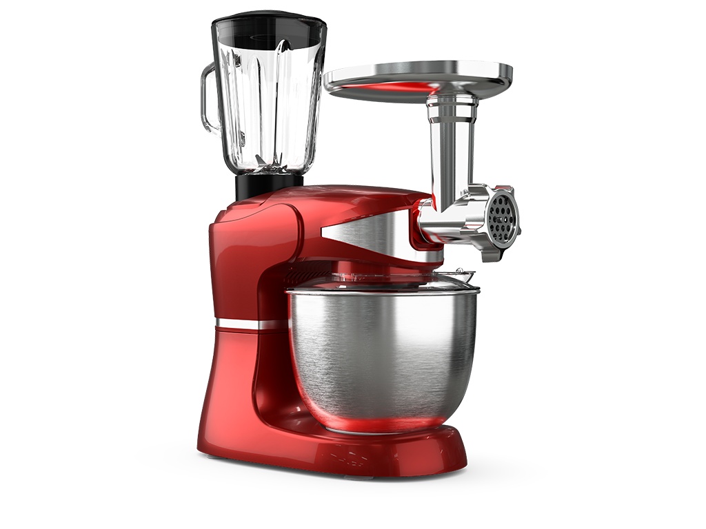 Robot de bucatarie Tesla KR600RA, 1000 W, 6 vitezebol inox 5 L, masina de tocat+blender, Rosu - 2 | YEO