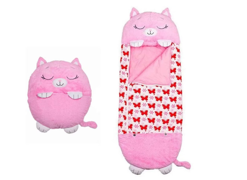 Sac de dormit din plus 2 in 1 Happy Nappers - Charlotte Kitty, Roz, 50 x 137 cm - 1 | YEO