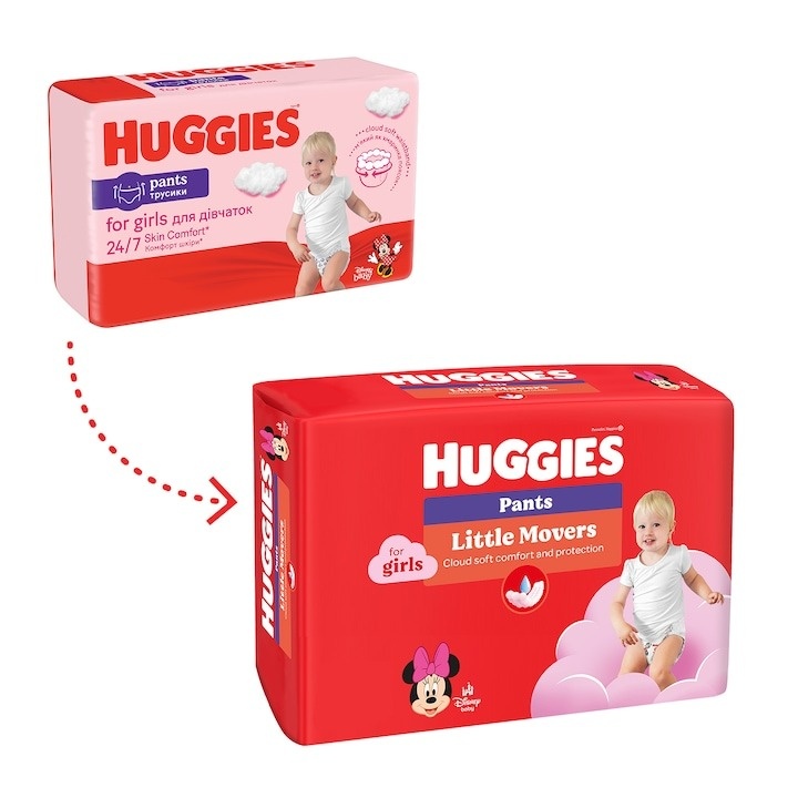 Scutece chilotel Huggies Little Movers 3, Girl, 6-11 kg, 116 buc - 2 | YEO
