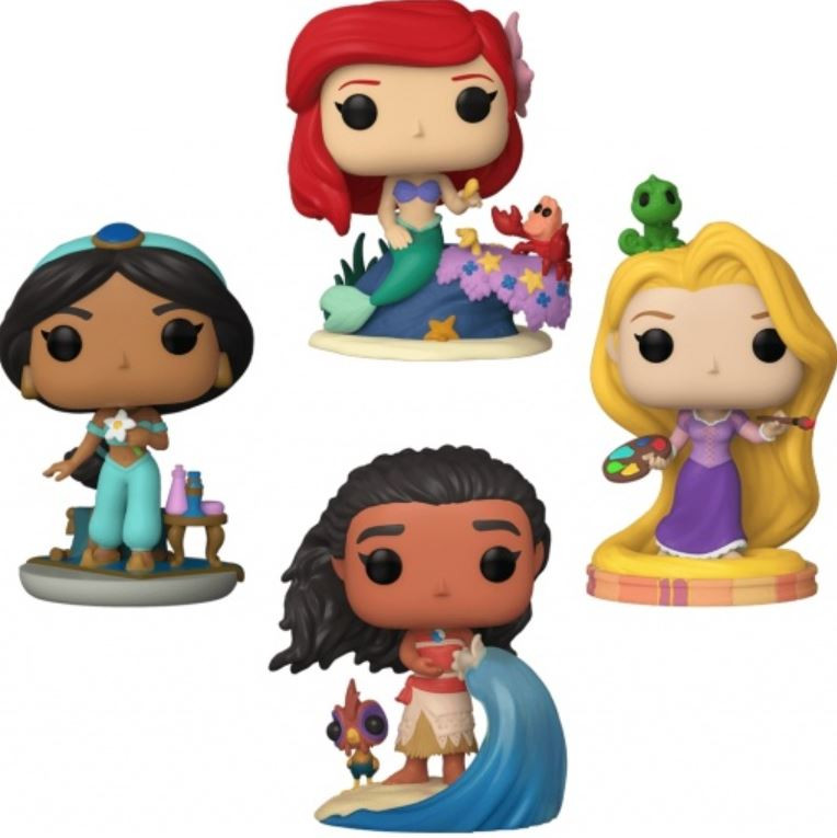 Set 4 figurine Funko POP Disney Princess, Ariel, Jasmine, Rapunzel, Moana, Vinil, 10 cm, Multicolor - 1 | YEO