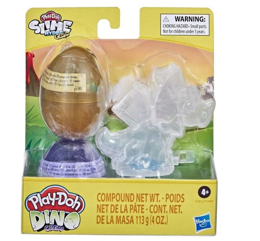 Set de joaca Hasbro Play-Doh - Ou de dinozaur, mov si auriu