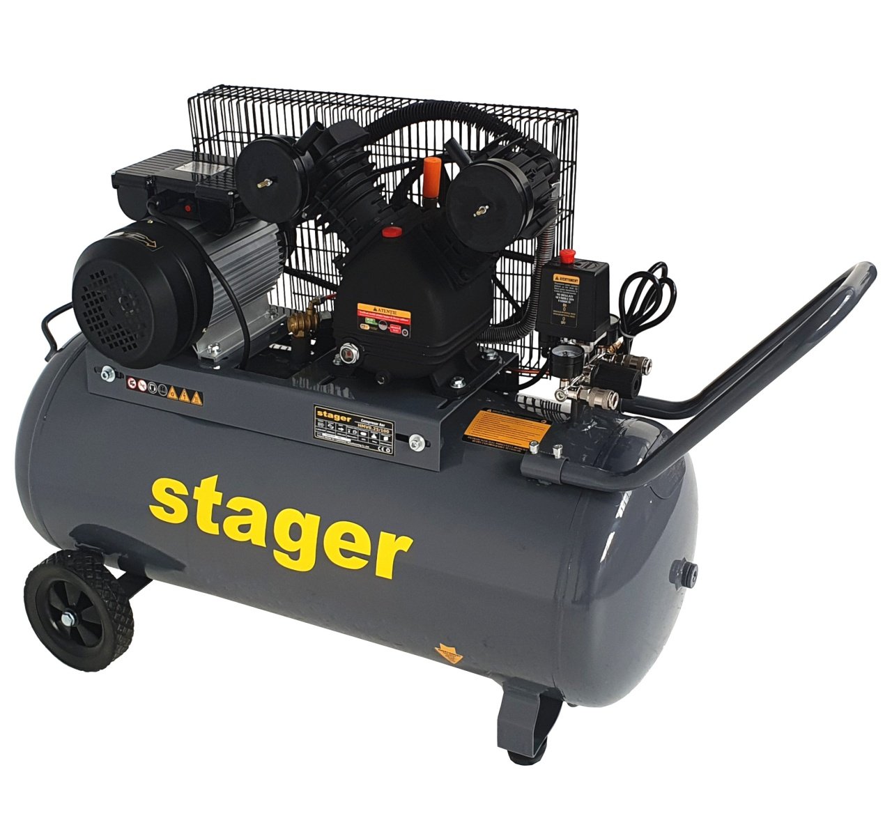 Stager HMV0.25/100 compresor aer, 100L, 8bar, 324L/min, monofazat, angrenare curea - 2 | YEO