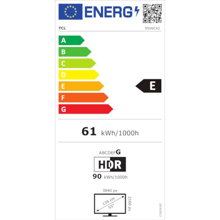Televizor LED TCL 55V6C, Smart TV, 139 cm, Ultra HD 4K, Google TV, Clasa E - 2 | YEO