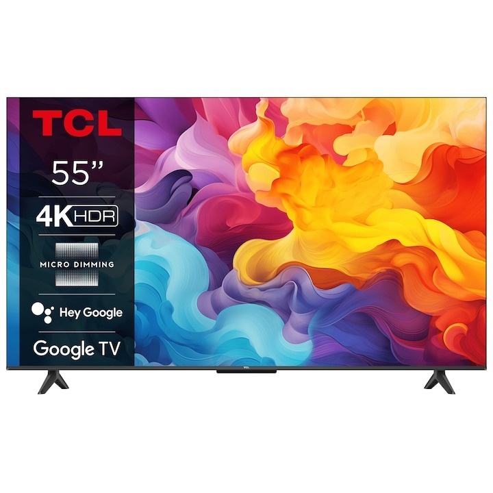 Televizor TCL LED 55V6B, 139 cm, Smart Google TV, 4K Ultra HD, Clasa E