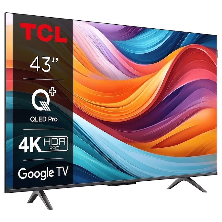 Televizor TCL QLED 43T7B, 108 cm, Smart Google TV, 4K Ultra HD - 1 | YEO