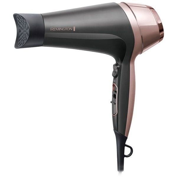 Uscator de par REMINGTON Curl & Straight Confidence Hairdryer D5706 + perie de par pentru coafare, 2200W, 3 viteze, 2 trepte de temperatura, negru-auriu - 3 | YEO