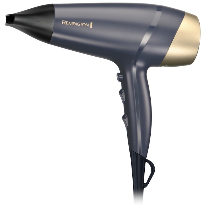 Uscator de par Remington Sapphire Luxe D5805, 2200 W, 3 trepte caldura, 2 viteze, Champagne/Bleumarin