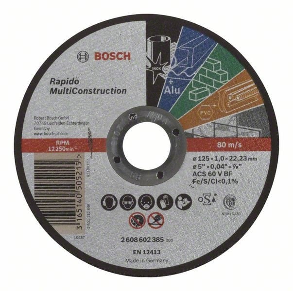 Bosch Disc de taiere drept Rapido Multi Construction ACS 60 V BF, 125mm, 1.0mm