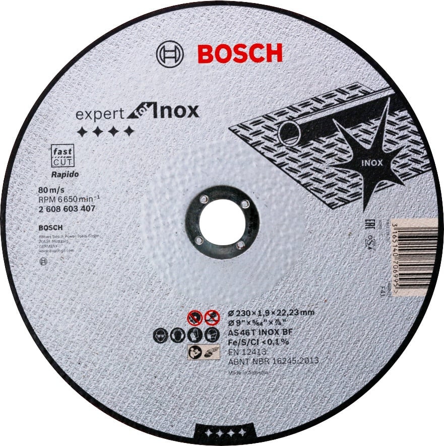 Bosch Disc taiere drept Expert for Inox - Rapido, 230x22.23x1.9mm