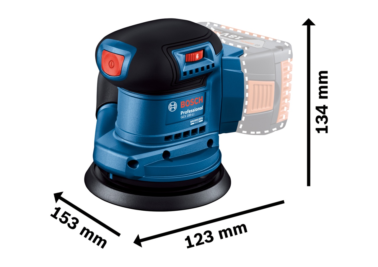 Bosch GEX 185-LI (solo) Slefuitor excentric Li-Ion, 18V, fara acumulator in set - 1 | YEO