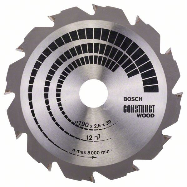 Bosch Panza ferastrau circular Construct Wood, 190x30x2.6mm, 12T