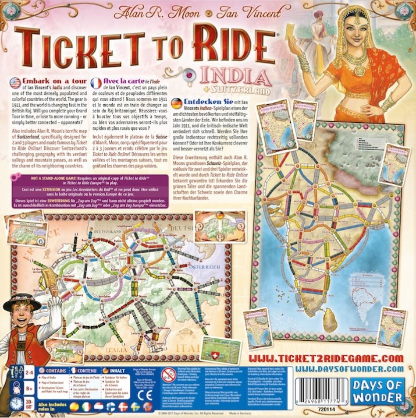 Extensie Asmodee - Ticket to Ride, Map Collection, India & Swiss, lb. engleza