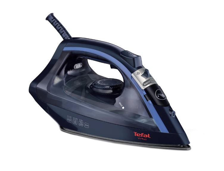 Fier de calcat Tefal Virtuo FV1713, 2000W, rezervor apa 0.2L, jet de abur 90g/min, abur variabil 24g/min, sistem antipicurare, Albastru