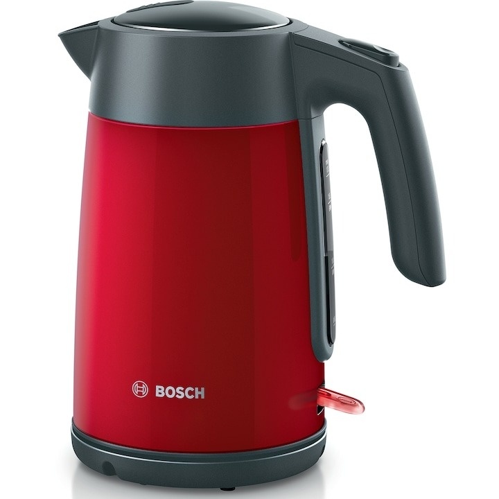 Fierbator apa Bosch TWK7L464, 2400 W, 1,7 L, 220-240 V, indicator pentru numarul de cesti, oprire automata, rosu/antracit