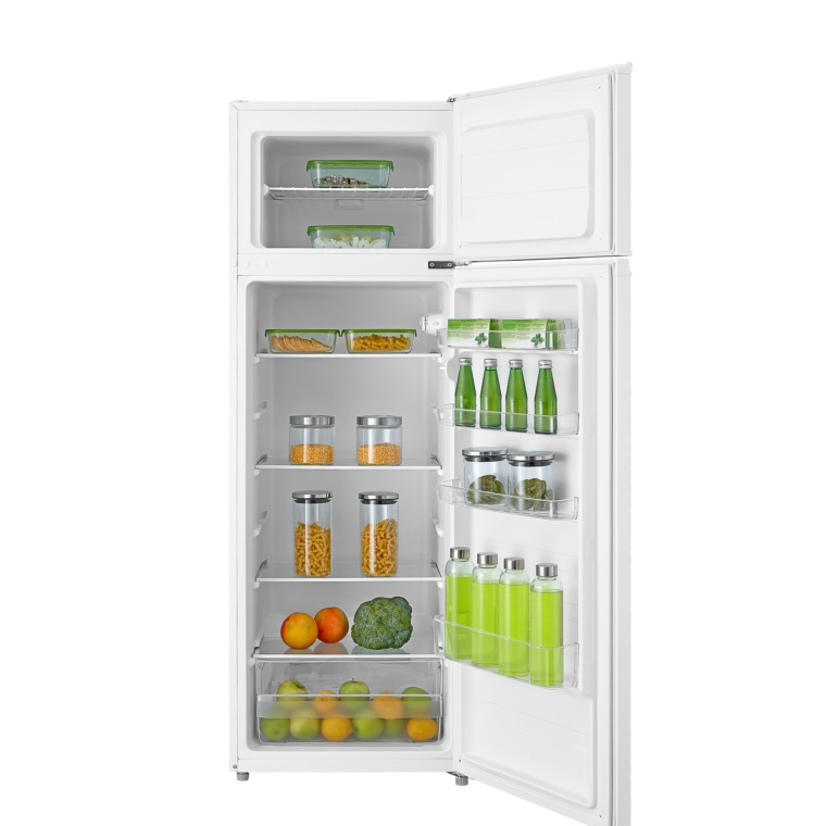 Frigider cu doua usi VIVAX DD-235E W, 235L, Clasa E, Termostat reglabil, Iluminare LED, Usi reversibile, Suprafata painted metal, 4 Rafturi de Sticla securizata, H 160 cm, Alb - 2 | YEO