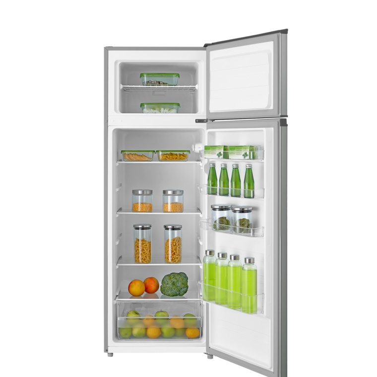 Frigider cu doua usi VIVAX DD-235E X, 235L, Clasa E, Termostat reglabil, Iluminare LED, Usi reversibile, Suprafata painted metal, 4 Rafturi de Sticla securizata, H 160 cm, Inox - 3 | YEO
