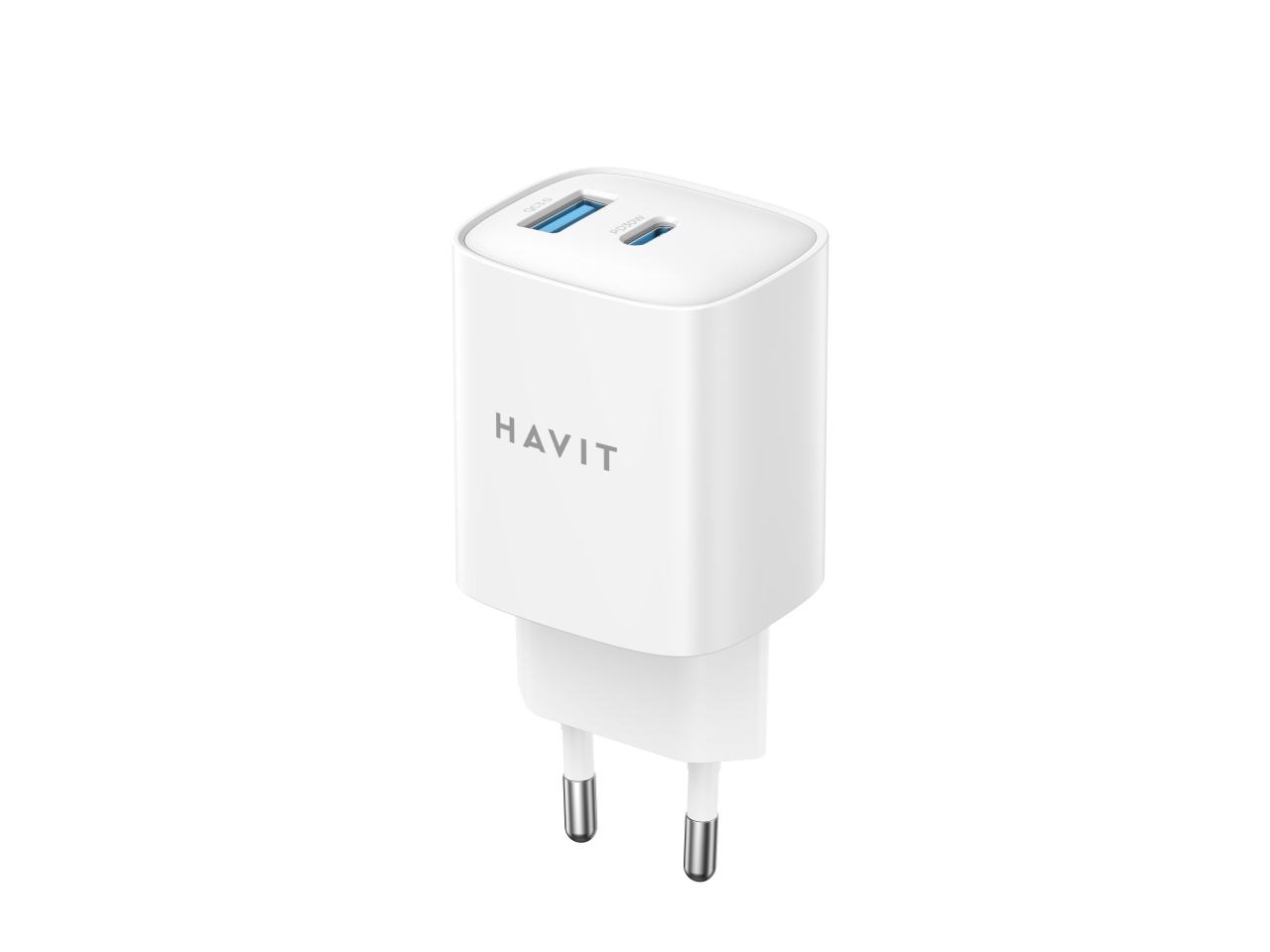Incarcator priza HAVIT UC30 EU, 1 USB-A, 1 USB-C, 30W, Alb