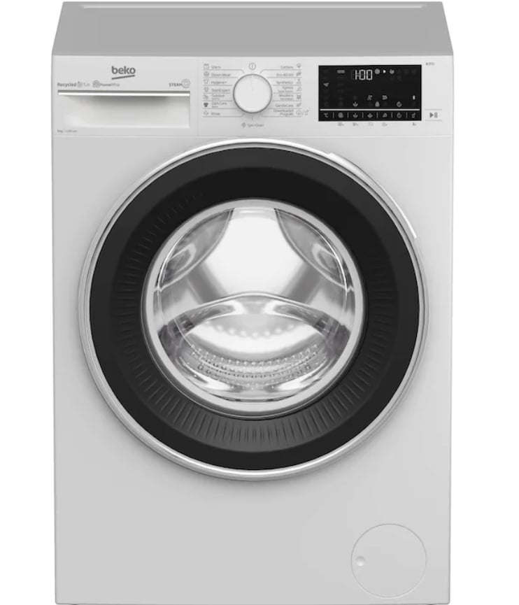 Masina de spalat rufe Beko B3WFU7922WB, 9 kg, 1200 RPM, Clasa C, Motor ProSmart Inverter, Recycled Tub, Hygiene+, SteamCure, HomeWhiz, AddXtra, Alb