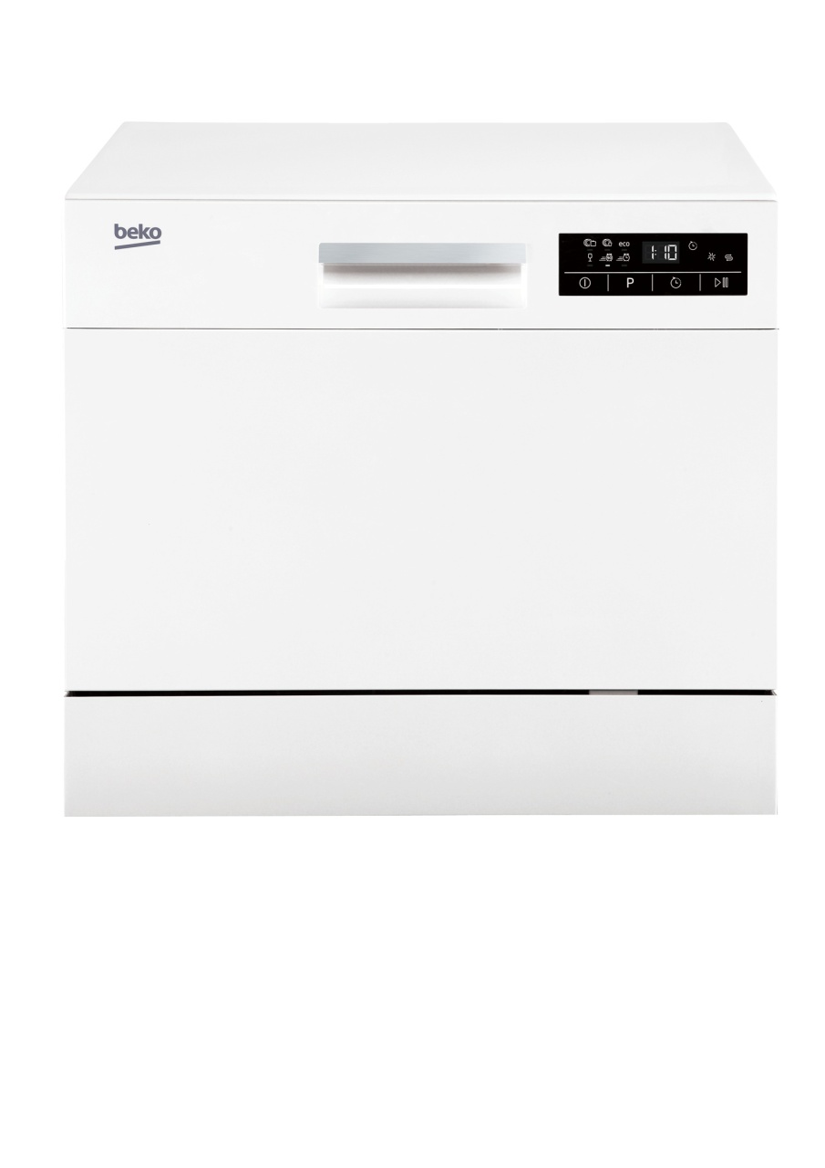 Masina de spalat vase compacta Beko DTC36610W, 6 seturi, 6 programe, Clasa F, 55 cm, Alb