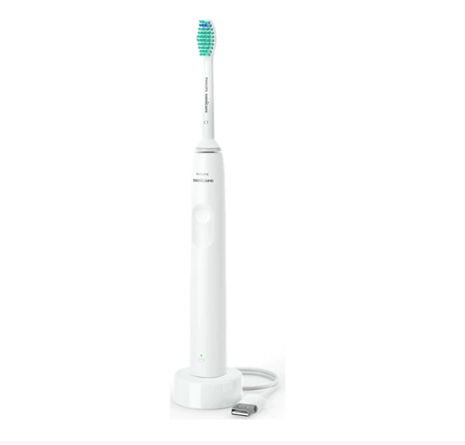 Periuta de dinti sonica electrica Philips Sonicare Seria 2100 HX3651/13, 31000 miscari/minut, Cronometru Quadpacer si SmarTimer, Design ergonomic subţire, 1 capat de periere, Alb