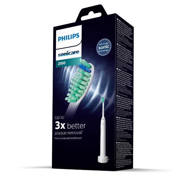 Periuta de dinti sonica electrica Philips Sonicare Seria 2100 HX3651/13, 31000 miscari/minut, Cronometru Quadpacer si SmarTimer, Design ergonomic subţire, 1 capat de periere, Alb - 1 | YEO