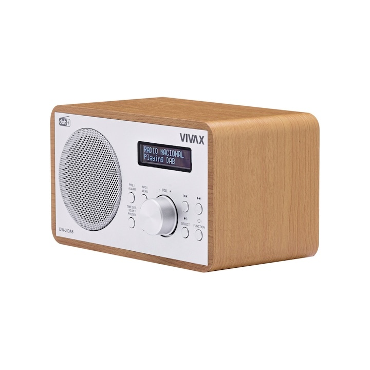 Radio cu ceas Vivax DW-2 DAB, 5W, FM, DAB+, Bluetooth, afisaj LED, 30 posturi presetate, carcasa lemn, maro - 3 | YEO