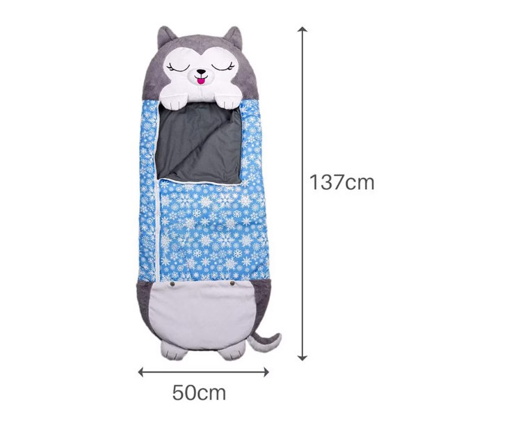 Sac de dormit 2 in 1 husky Kodiak, Pliabil, Portabil,137x50cm, Gri, 3-8 ani, WJ6141-D RCO