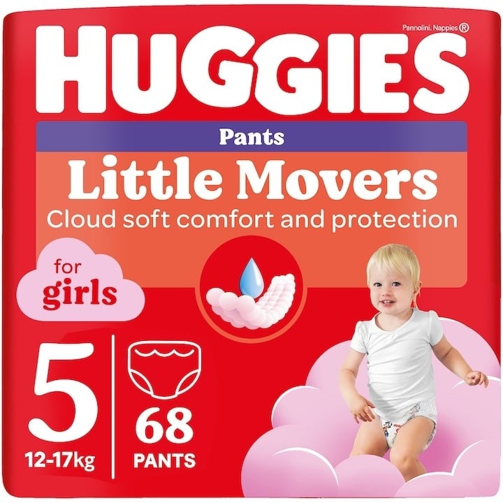 Scutece chilotel Huggies Little Movers 5, Girl, 12-17 kg, 68 buc - 1 | YEO