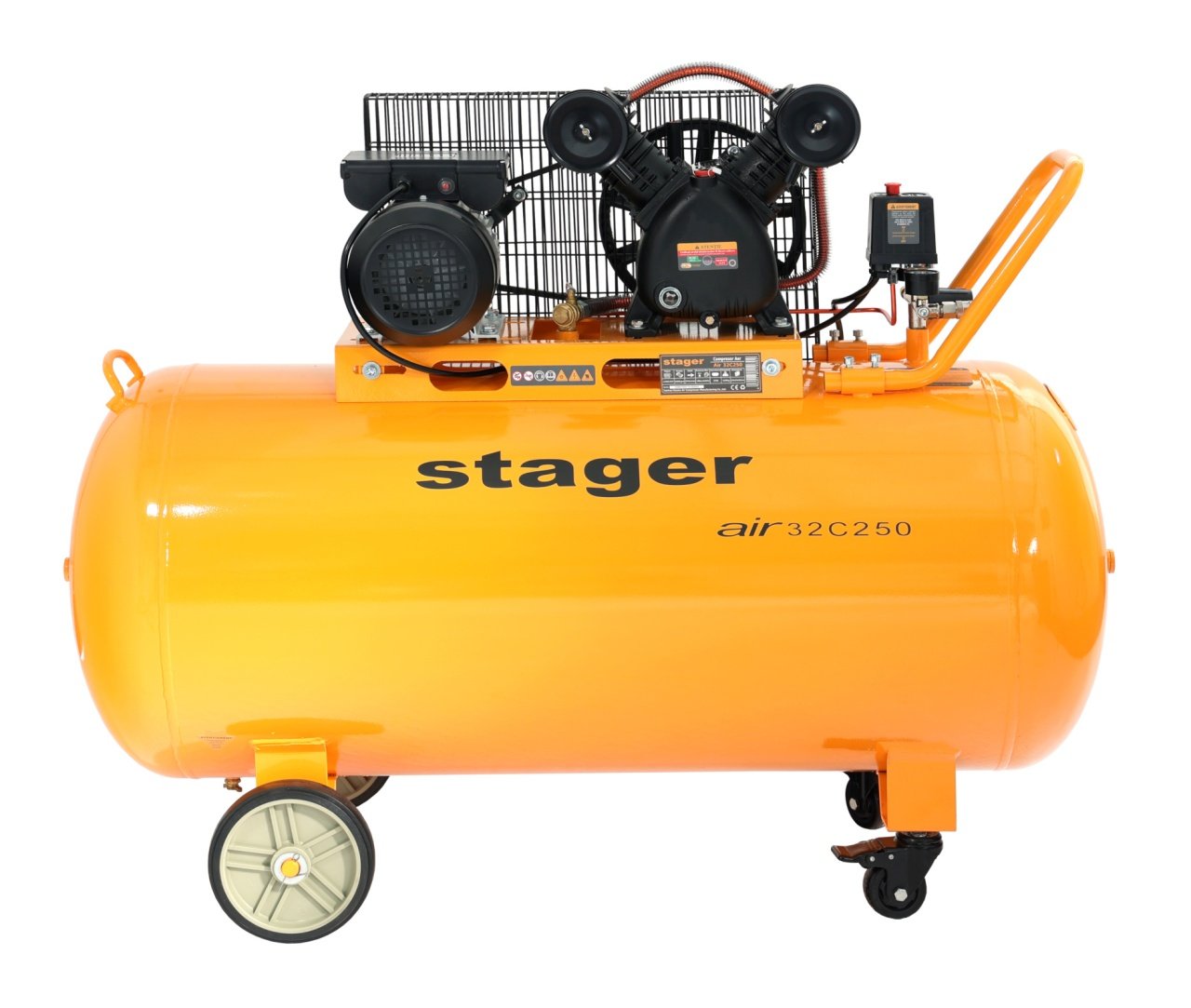 Stager Air 32C250 compresor aer, 250L, 10bar, 324L/min, monofazat, angrenare curea - 1 | YEO