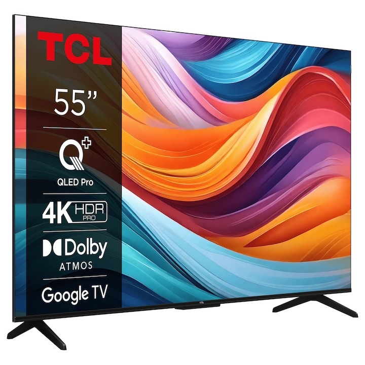 Televizor TCL QLED 55T7B, 139 cm, Smart Google TV, 4K Ultra HD, Clasa F - 1 | YEO