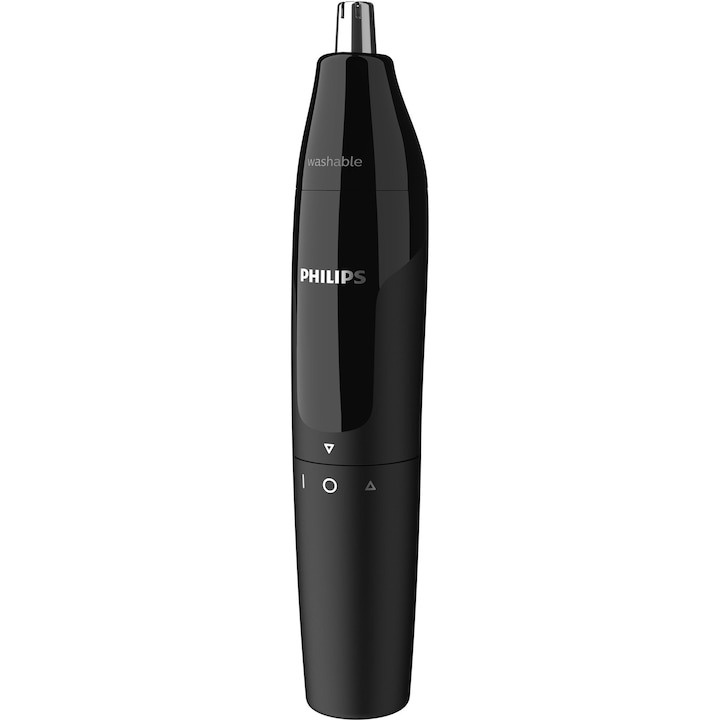 Trimmer pentru nas/urechi Philips NT1620/15, baterie, lavabil, utilizare umed si uscat, Negru - 1 | YEO