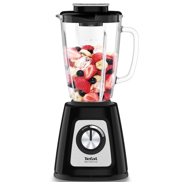 Blender Tefal Blendforce BL435831, 800 W, 1.75 l, 2 viteze, Powerlix, Smart Lock, functe zdrobire gheta, negru/ gri