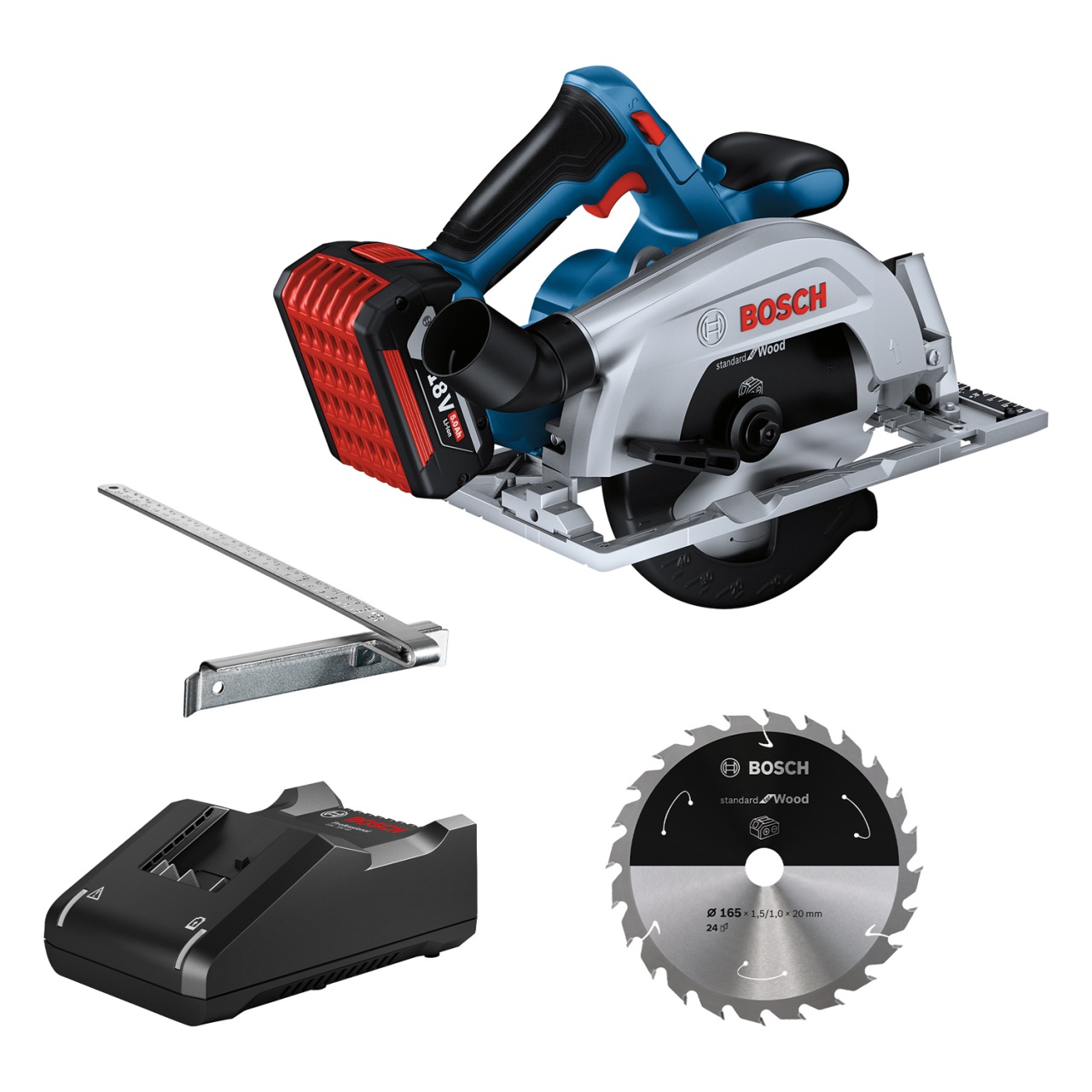 Bosch GKS 185-LI Fierăstrău circular cu acumulator 18V, 20x165mm + GBA 18V, 5.0Ah + GAL 18V-40