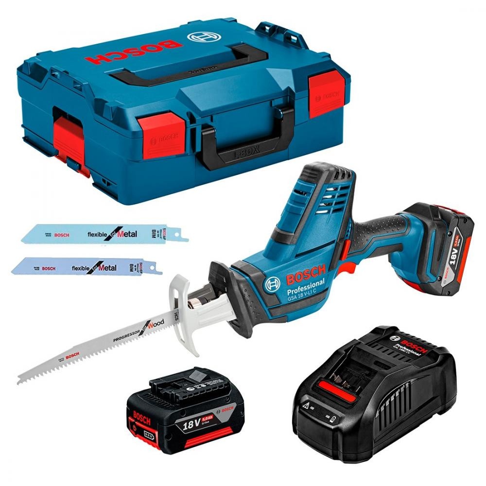 Bosch GSA 18 V-LI C Fierastrau sabie Li-Ion, cu 2 acumulatori Li-Ion, 5Ah + L-Boxx