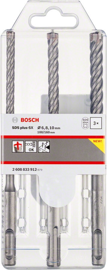 Bosch Set 3 burghie SDS Plus-5X, D6-10mm