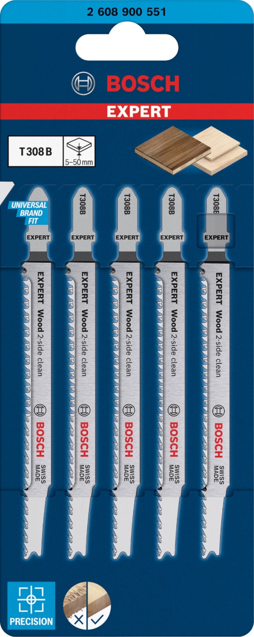 Bosch Set 5 panze fierastrau vertical T308B Expert Wood, 117x50mm - 1 | YEO
